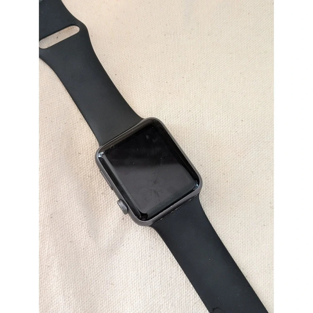 Apple Watch Series 1 42mm Space Gray Aluminum Case Black Sport Band Parts Only
